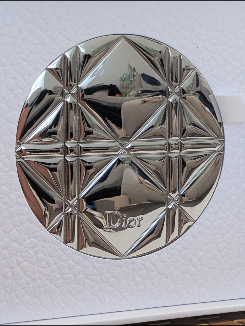 Dior Silver Cannage Pocket Mirror & Mini Rouge Dior Lipstick GWP